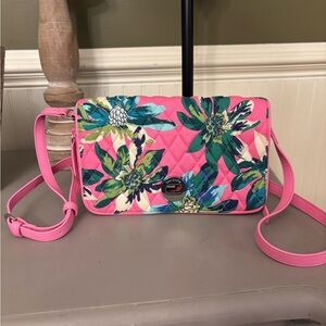 Floral Pink Quilted Crossbody Bag